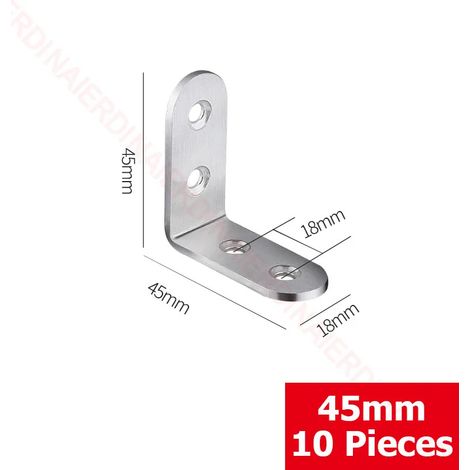 (45 x 45 x 18 mm 05) Lot de 10 équerres d'angle à 90° en acier inoxydable, fixations murales pour étagères, tables, chaises (1/5)
