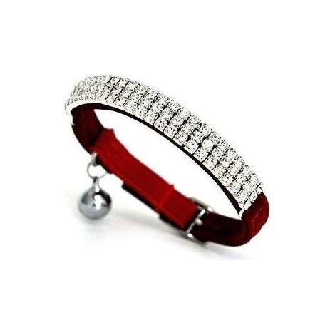 Collier réglable en velours souple pour chiens et chats (11 pouces) (avec cloche de chat sécurisée) (1/5)