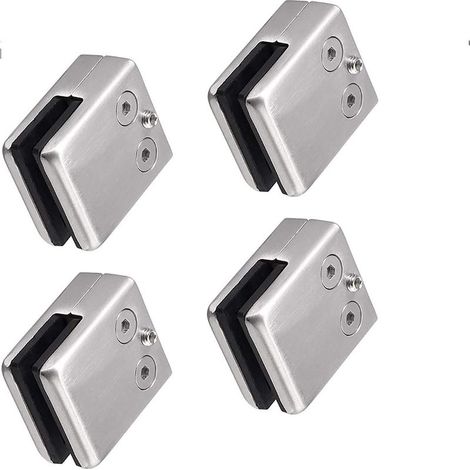 Lot de 4 pinces en acier inoxydable 304 Convient pour vitre de verre de 8 à 10 mm Support en verre réglable Dos plat pour balustrade escalier,main courante polie (1/5)