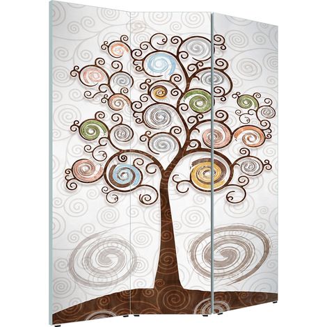 Lupia - Separe' per interni, Divisorio 135,6 x H 176 x P 3,1 cm TREE WHITE paravento 3 Ante in legno con Tele stampate fronte retro Soggetto unico (1/4)