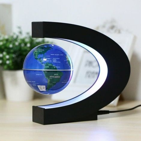 Globe Terre - Lévitation Magnétique - Lampe LED - Base En C - Diamètre 8,5 Cm - 1 Pièce (1/4)
