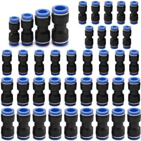 40 Pcs Push-in raccord pneumatique Kit, adaptateur de ligne d'air pu à libération rapide en plastique bidirectionnel, (6mm, 8mm, 10mm, 12mm) (1/4)