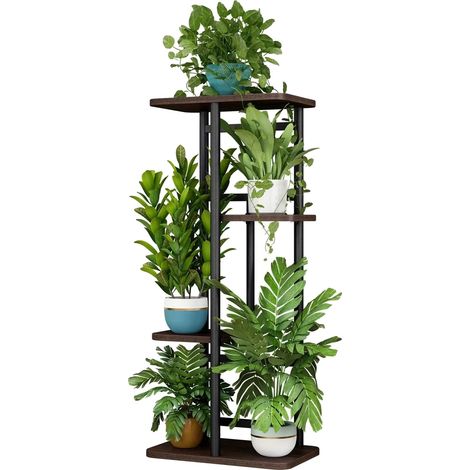 Soporte para plantas, diseño de varios niveles, estructura metálica resistente, 4 niveles (1/2)