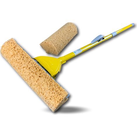 Kibros – Balai épongeur avec recharge – Essorage par levier ergonomique – Largeur de lavage 280 mm – Éponge ultra absorbante