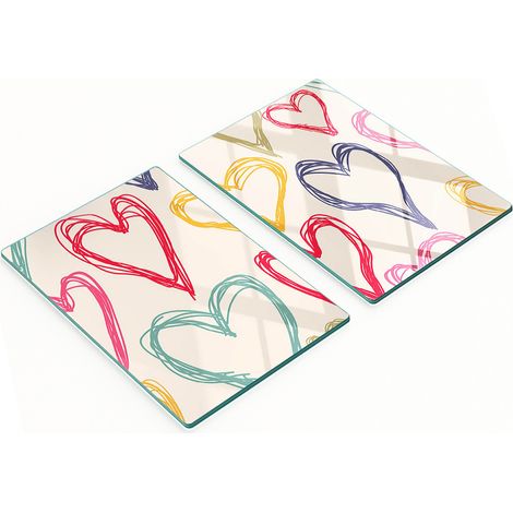 Taglieri da cucina decorativi in vetro con cuori colorati, 2x40x52 cm (1/5)