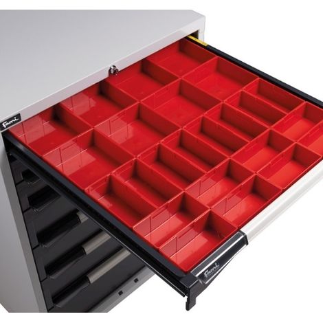 PROVOST - Aménagement de tiroirs modulaire 36x36 cm en plastique rouge - Compatible H75 à H125 mm