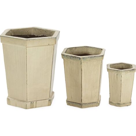 Cache pot en grès sable avec trou de drainage élégant - sable beige naturel (1/2)