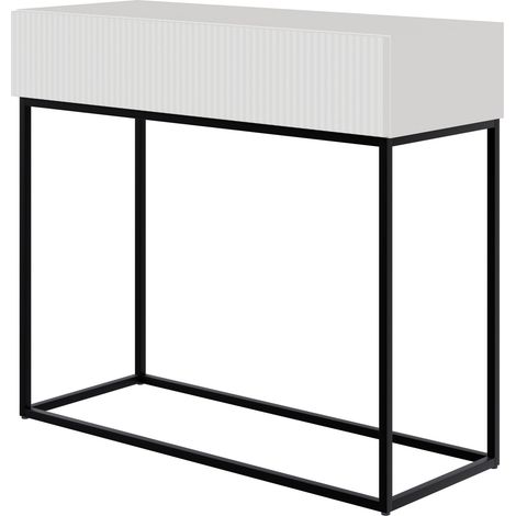 Selsey Veldio - Konsolentisch mit Schublade, weiß mit schwarzem Metallgestell, 90 cm (1/5)