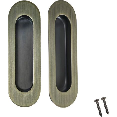 Poignées de porte encastrées - conviennent aux portes de grange, aux armoires, aux portes pliantes, etc. - Lot de 2, couleur cuivre, 120 x 40 mm (1/5)
