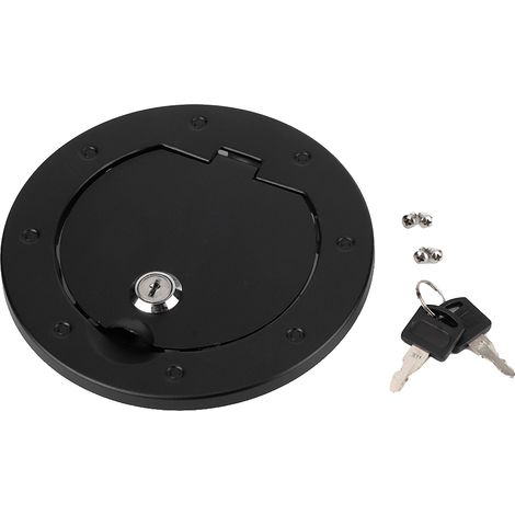 Tankdeckel aus Aluminium mit Schloss, schwarzes Autozubehör, kompatibel mit Jeep Wrangler JK 2007-2017 (1/5)