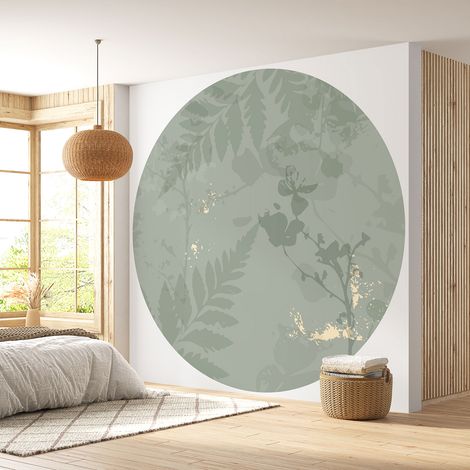 Papier peint rond / cercle - Motif botanique - Diamètre 50 cm (1/4)