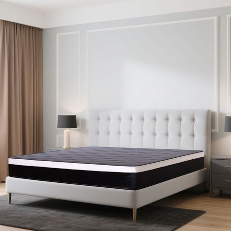 Matelas 90x190cm Épaisseur 26cm Matelas à Ressorts ensachés Soutien en 7 Zones Grise (1/4)