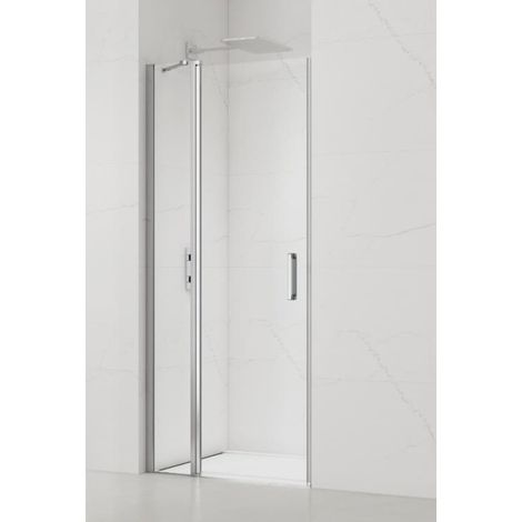 Swiss Aqua Technologies Fusion Duschabtrennung 100x195cm schwenkbar Antikalk mit Profil glänzend verchromt (SATFUDP100NIKA-SET)