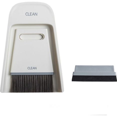 Ensemble de pelle à poussière de balai, balais de poussière Table de bureau Mini balai de nettoyage de pelle à poussière brosse de nettoyage essuyage outils de nettoyage(Gris Blanc) (1/5)