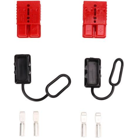 Kit de conector de arnés de cables de 175 A, 2 juegos de conectores de batería rojos de 1/0 AWG y 600 V, conexión/desconexión rápida, kit universal para automóvil. (1/5)