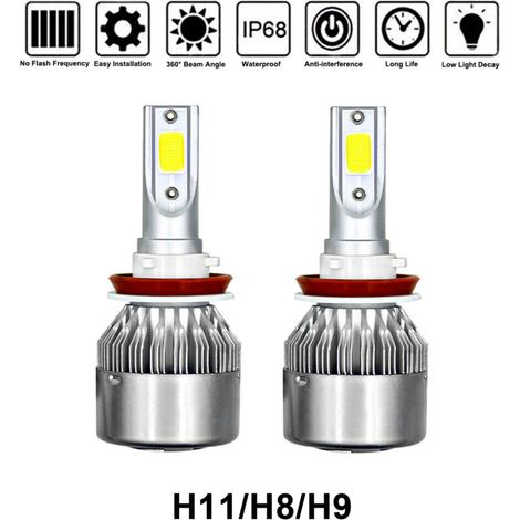 Conversion de Phares à LED C6 H11 - JINFGERNE - Haute Luminosité 6000K, Installation Rapide, Luminescence à 360°, Dissipation de Chaleur Efficace pour Voitures
