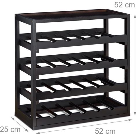 Botellero de vino de madera maciza 4 estantes 20 botellas almacenamiento horizontal estilo elegante de madera negra 130003363 (1/2)