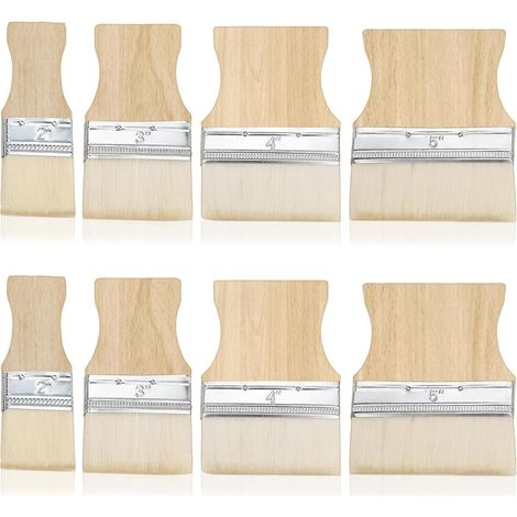 Lot de 8 pinceaux de surface - 4,7/7,4/9,5/11 cm - Accessoires de peinture acrylique - Avec manche en bois - Pour aquarelle, gouache, acrylique, huile sur toile et fond de peinture (1/5)