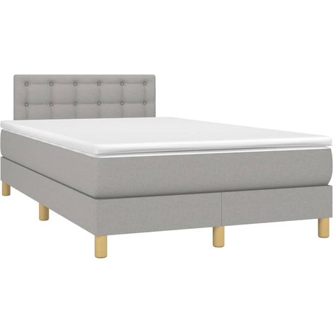 Struttura letto LED con coprimaterasso testiera boxspring 120x200 cm tessuto grigio chiaro TDL0207881