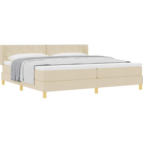 Maison Exclusive - Letto a molle con testiera Crema 200 x 200 cm Tessuto (1/5)