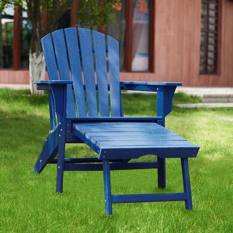 HDPE Folding Adirondack Chair with Detachable Footrest Weather Resistant (1/5)