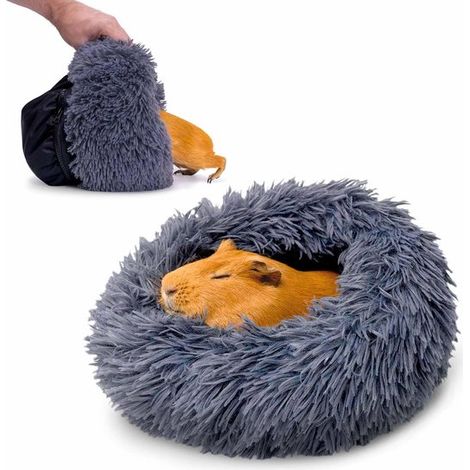 Cuccia per porcellini d'India con funzione di scavo, rifugio per scavare e giocare, 2 basi intercambiabili, grigio scuro. (1/5)