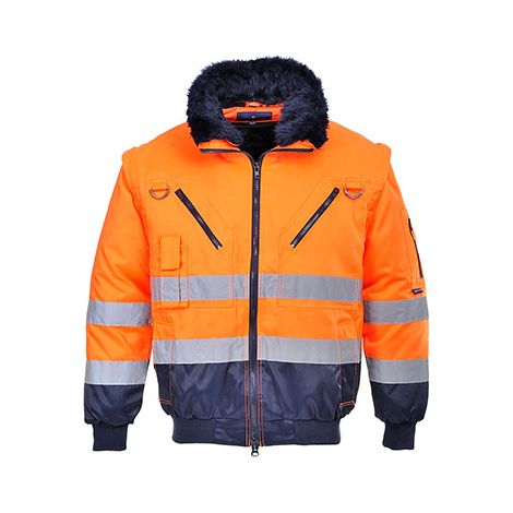 Blouson pilote 3 en 1 haute visibilité Orange/Marine 4XL