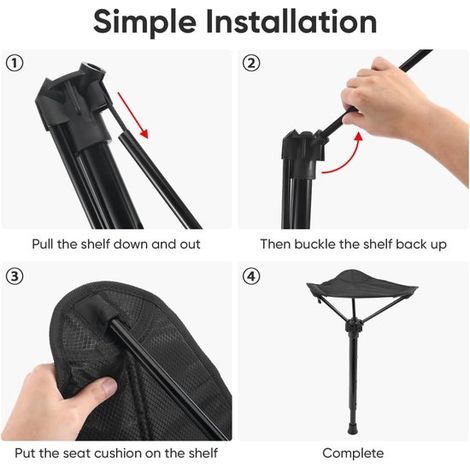 Tragbarer Klappstuhl: 3 fach höhenverstellbarer Campinghocker Leichter Klapphocker aus Aluminium und 900D Nylon für Outdoor Aktivitäten wie Campi (1/5)