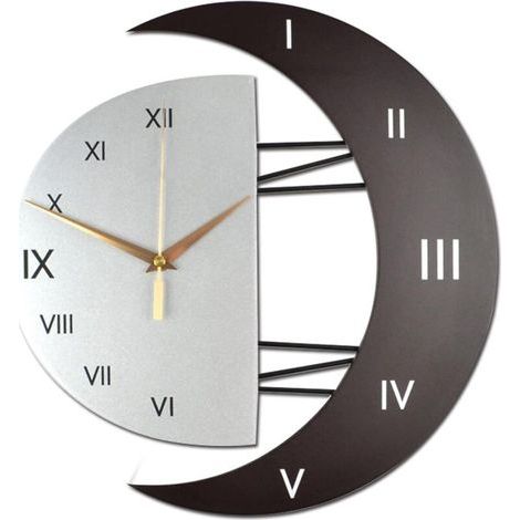 Modern Design Wall Clock Silent Kitchen Clock Creative Moon Shape Frame Home Decoration Clock (32x32cm)