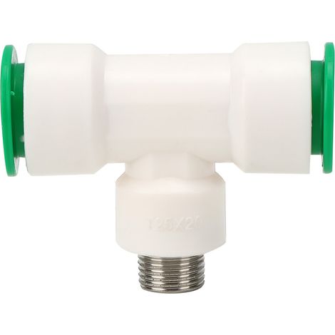 Raccord en T PPR avec filetage mâle G1/2 pouce, double 25mm pour tuyaux d'eau, connecteur en plastique pour tube. (1/5)