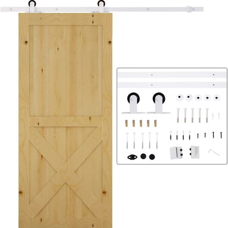 Kit portes coulissantes 183cm blanc avec rail, roulettes et visserie