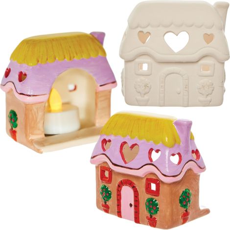Porte-bougies à réchaud en céramique Spring Cottage - Lot de 2, peinture sur céramique pour les enfants, porte-bougies à peindre pour les enfants (1/5)