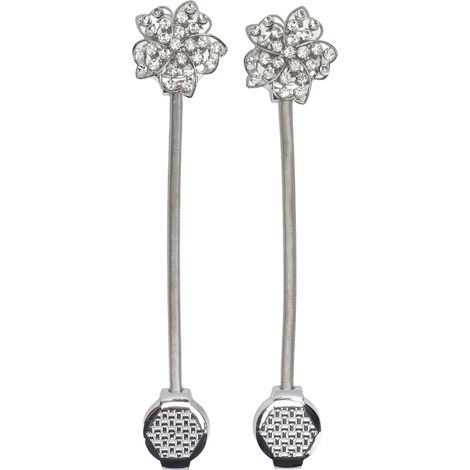 Decdeal Embrasses de rideaux magnétiques extensibles, 2 pièces, Clips à fleurs en cristal scintillant, reliure en fil inoxydable