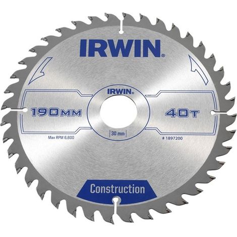 High-Performance Construction Circular Saw Blade – 190mm Diameter, 30mm Arbor, 40 Teeth, ATB Tooth Design