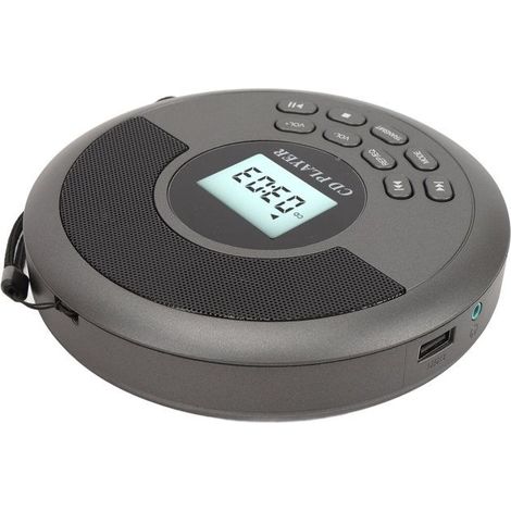 1 lecteur CD portable, USB et Bluetooth, double haut-parleur, batterie rechargeable, pour voiture et intérieur