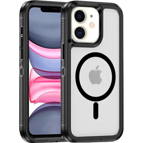 iPhone 11 Hülle mit Rahmen, MagSafe-kompatibel, Transparent/Schwarz (1/4)