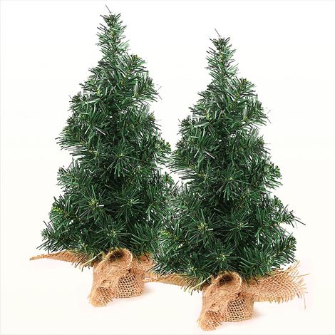 2 Pièces Petit Sapin de Noel 30 cm Mini Sapin de Noel avec Base en Sac de Jute Sapin Artificiel pour Noël comme Décoration Fête Décoration Noel Petit Bureau (1/5)