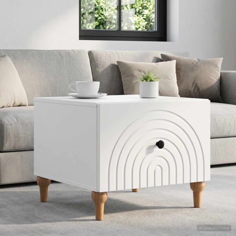 Table basse avec tiroir Blanc 49 x 50 x 40 cm Bois d'ingénierie vidaXL (1/5)