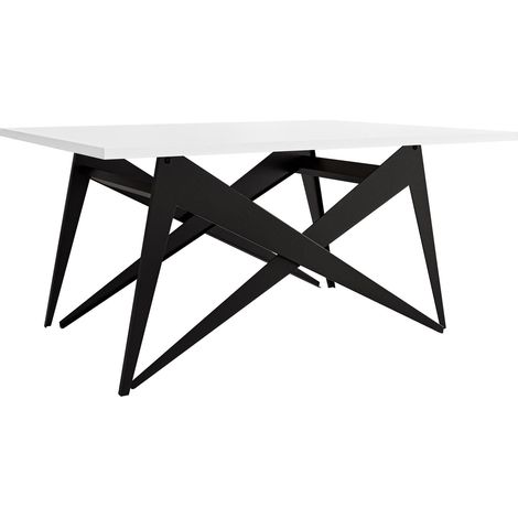 Mesa de centro convertible Oswego 150, Blanco + Negro, 45x70x90cm, Diámetro: 0, Aglomerado laminado, Angular