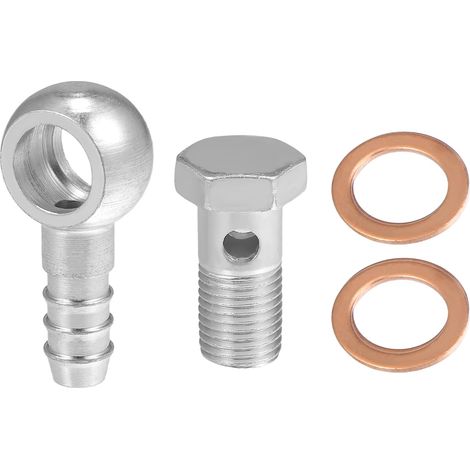 Raccord Banjo Adaptateur Argenté 1pc Pour Freinage Métal (1/5)