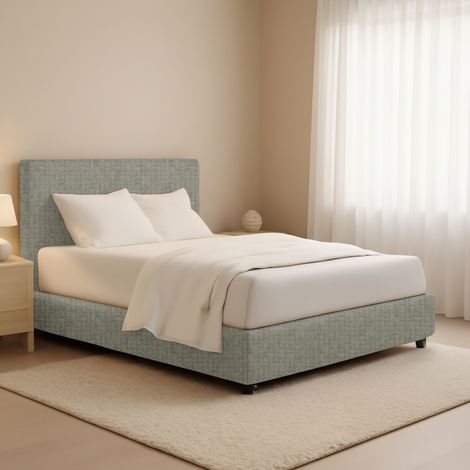 Letto Piazza e Mezza Harlow, Sfoderabile, Contenitore Made in Italy, Grigio (1/5)
