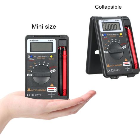 Jeffergarden RICHMETERS Mini multimètre numérique portatif multifonction 4000 points multimètre testeur de tension de transistor AC/DC ampèremètre capteur de température sonde de Test VC921 (1/4)
