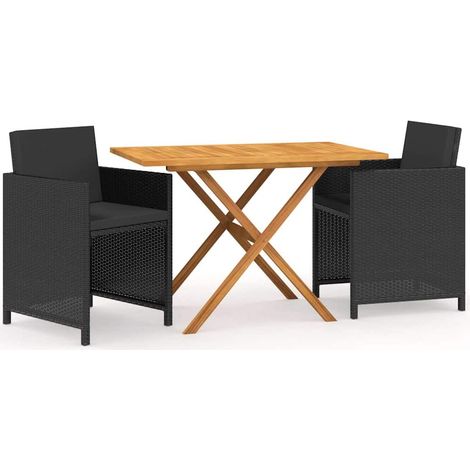 Maison Exclusive - Set da Pranzo da Giardino 3 pz con Cuscini Nero (1/5)