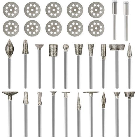 Diamant-Frässtift-Set für Dremel, 1/8 Zoll Stabschleifer, Schnitzfräser, Metallgravierer-Set – 32-teiliges Set
