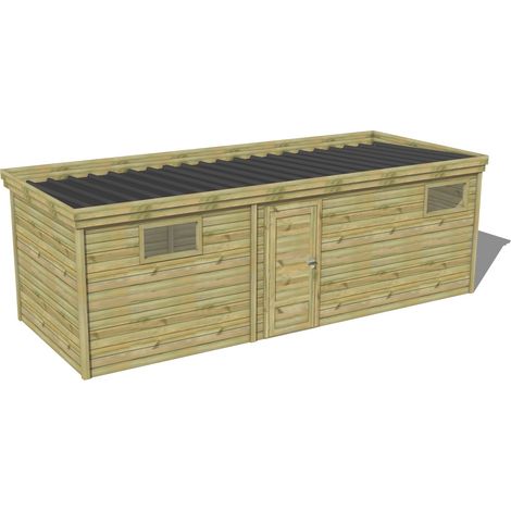 ABRI DE JARDIN bois traité 27mm, 7,4x2,6m, 20m2