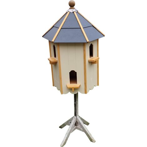 Dunwich Deluxe 6 Pair Dovecote on Post with Slate Roof, Traditional English Birdhouse for Doves or Pigeons - L65 x W65 x H105 cm