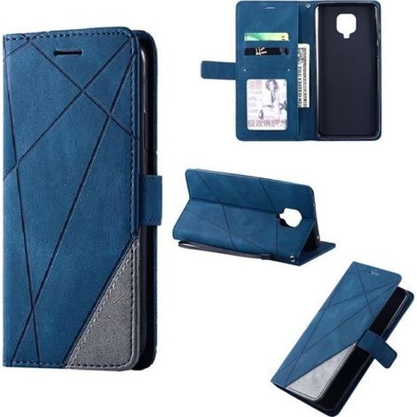 Coque Housse - Xiaomi - Redmi Note 9S/Pro/Pro Max - Etui Bleu - Cuir Synthétique - Portefeuille-Ywey