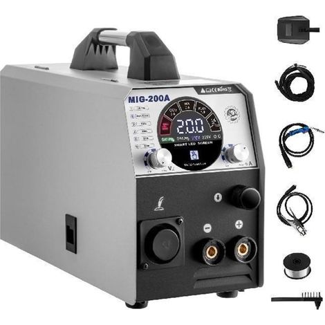 200A MIG Soudeur Flux Core TIG MMA Machine de soudage Semi-Automatique MIG-200A Aluminium Acier métal réparation Fabrication Outil 6 en 1 (1/5)