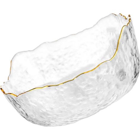 Bol en Verre Décoratif Moyen Bord Doré Bol de Rangement pour Fruits Multifonction pour Salade et Dessert Vaisselle Ménagère Transparente Usage la Cuisine et Repas Familiale (1/5)