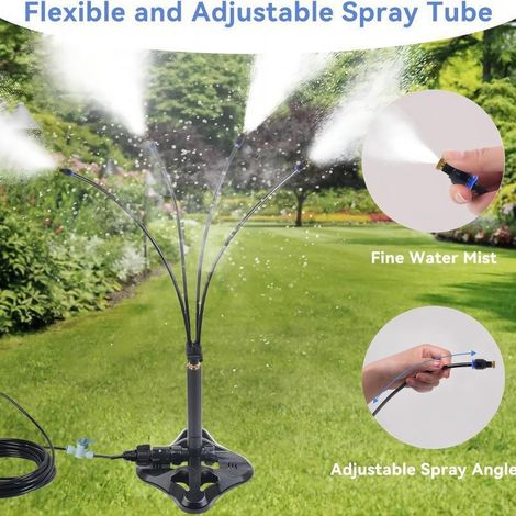 1pcs Système de brumisation portable pour l'extérieur,brumisateurs sur pied extérieure avec conduite d'alimentation en eau(8m)